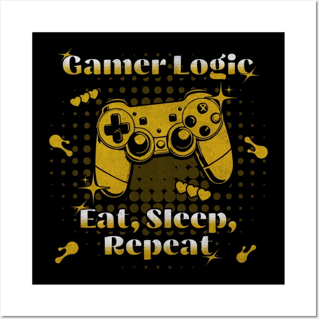 Gamer Logic Eat Sleep Repeat Wall Art by Odetee